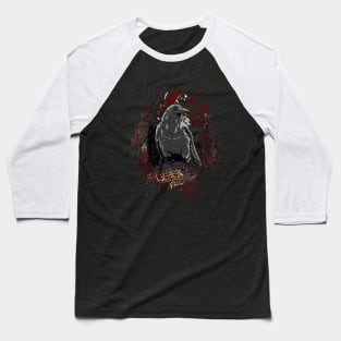 The Crow Grunge Design with Blood Splatters and Trees Baseball T-Shirt